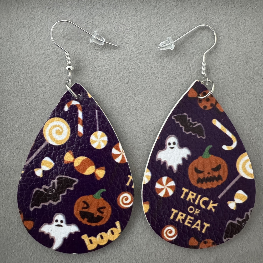3/$25 Trick Or Treat Dangle Teardrop Tear Drop Earrings
